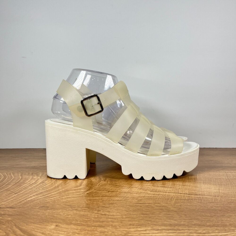 Aldo Chunky Block Heel Open Toe Strappy Buckle Casual Sandals Womens Size US 8.5